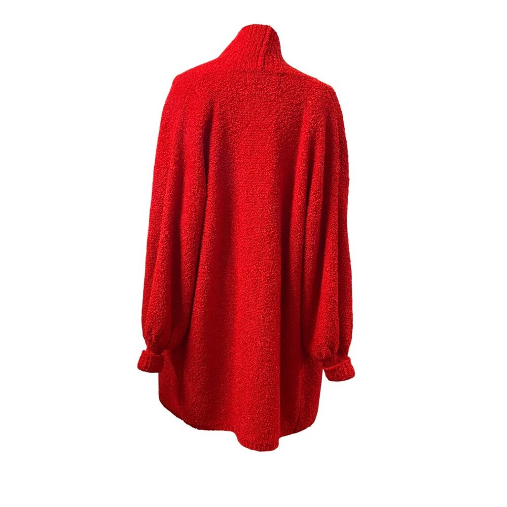 Vintage Le Chois Los Angeles Red Open Front Knit Cardigan Sweater Womens Size L - Picture 3 of 12